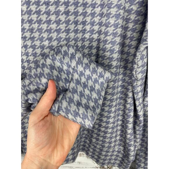 Anthropologie Sundry Houndstooth Sweater 3 L French Casual Stretch Soft Weekend - Picture 7 of 7